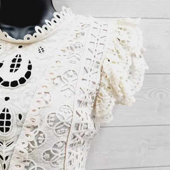 Sea New York Sz 4 Cream Lace Ruffle Cocktail Dress - Picture 2 of 13